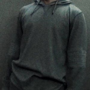 Men's Large Street Fashion Gray Hooded Long Sleeve Shirt